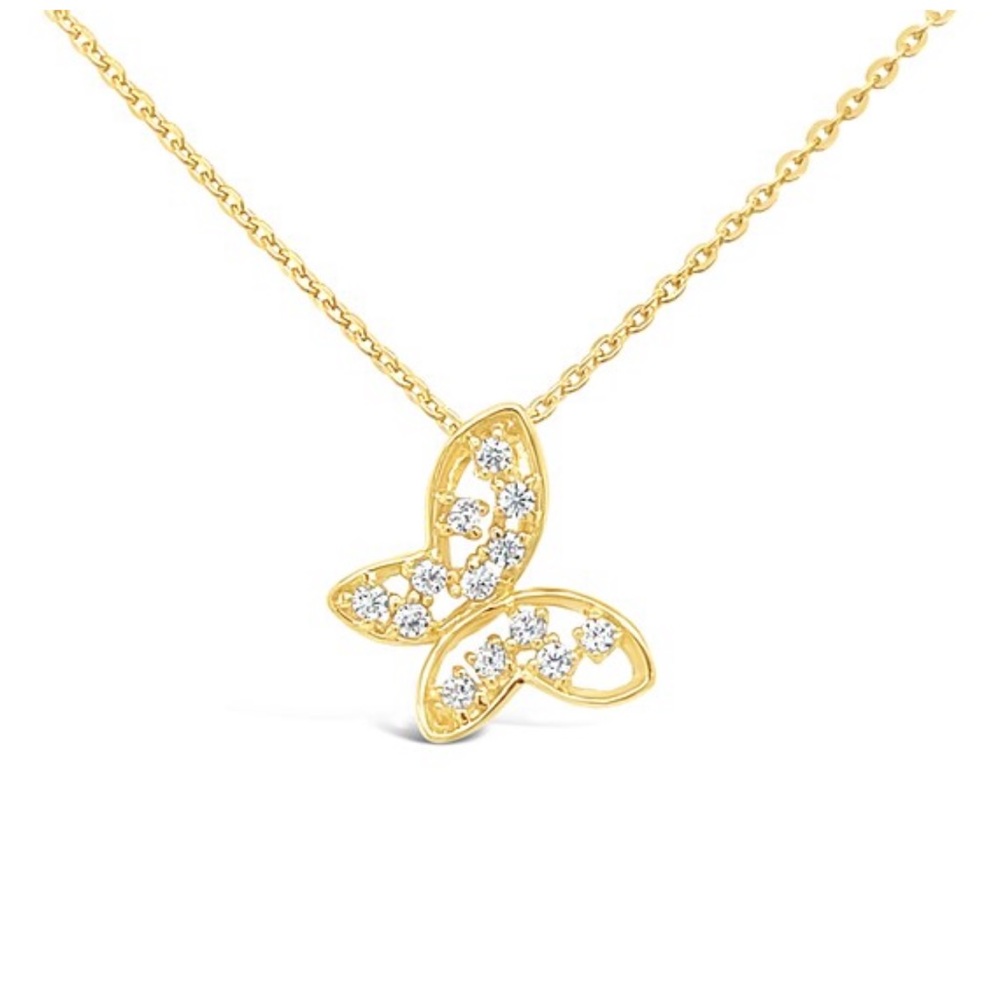 Gorgeous 14K Gold Vermeil Dainty Butterfly Earrings & Necklace Set - Picture 2 of 8